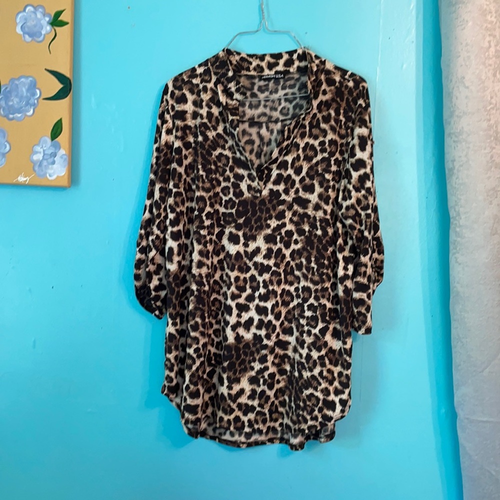 cheetah print blouse
